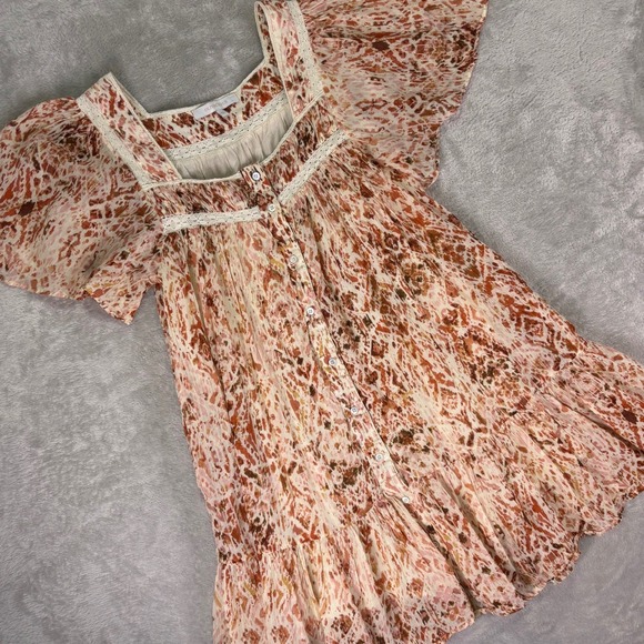 Olivaceous Dresses & Skirts - Olivaceous Women's Floral Babydoll Dress Size S Flutter Sleeves Button Front